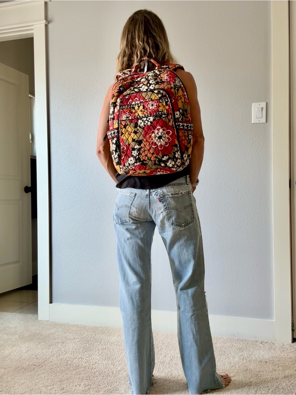 PRICED TO GO! ๐ฅ Vera Bradley Quilted Floral Backpack in Red, Yellow, Black - Picture 7 of 7